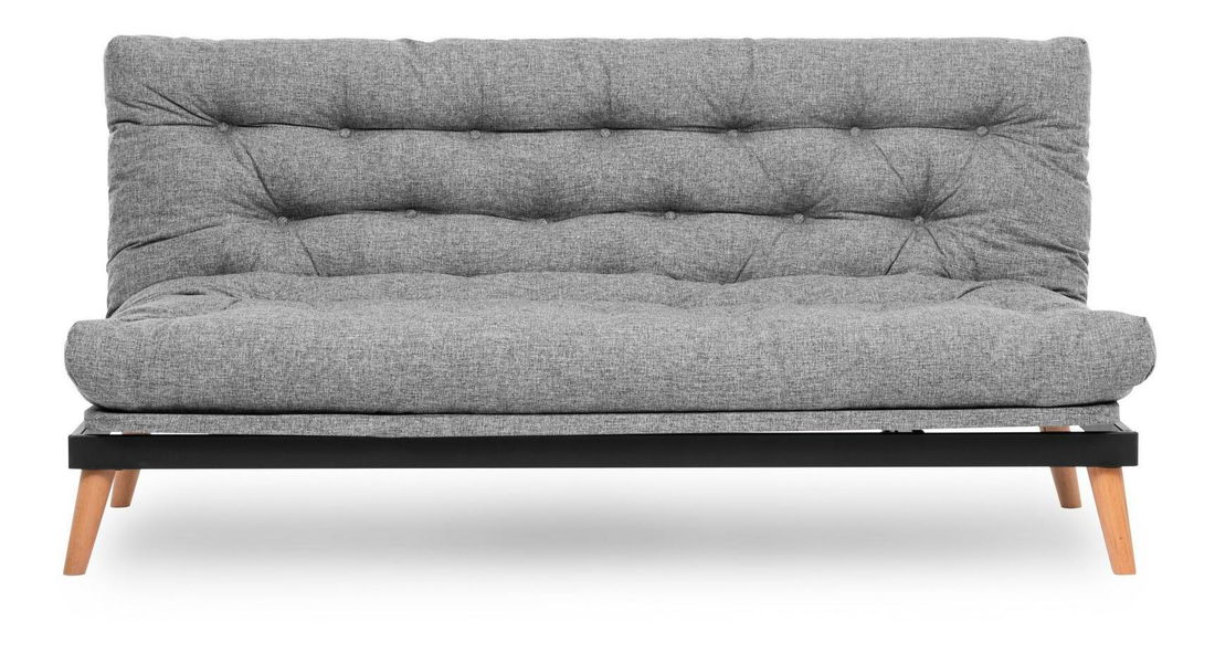 Sofa na razvlačenje Sakotta (svijetlosiva + drvo)