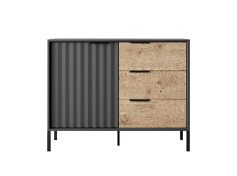 Comodă Rastafa D3S (Stejar artisan + Negru)