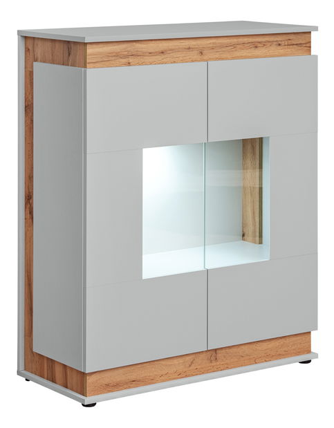 Vitrina Bernice 20 ASPG BL WSN (biserno siva + hrast artrisan)