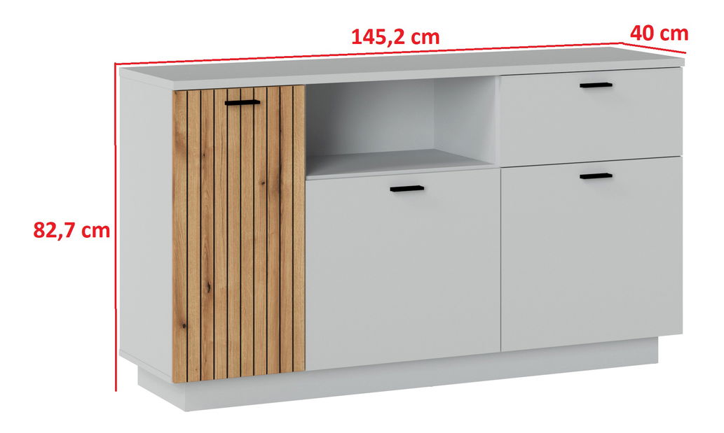 Comodă Veresa K02 (Cenușă + Stejar coast evoke)