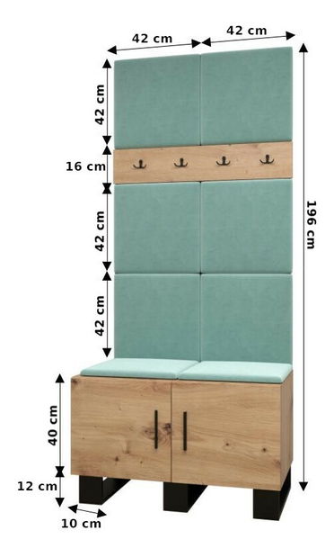 Set mobilier pentru hol Amanda 4 (Stejar artisan + Alb)