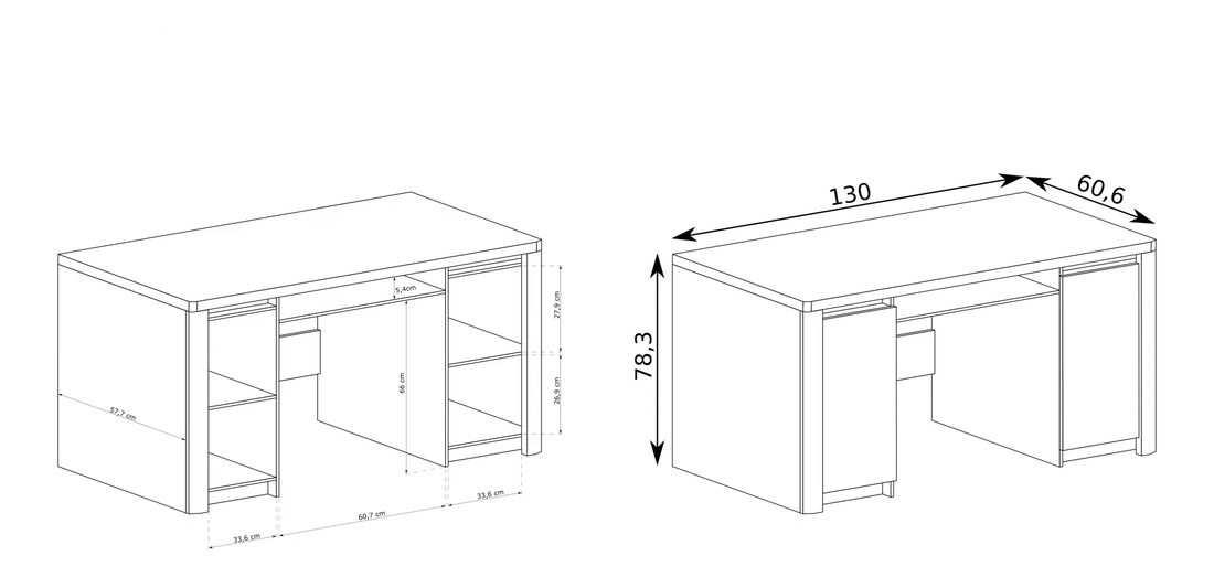 PC asztal Livia 14 (ribbeck tölgy + fényes fehér)