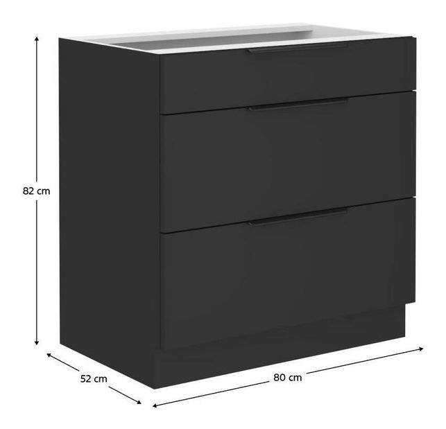 Dulap de bucătarie inferior Sobera 80 D 3S BB (negru)