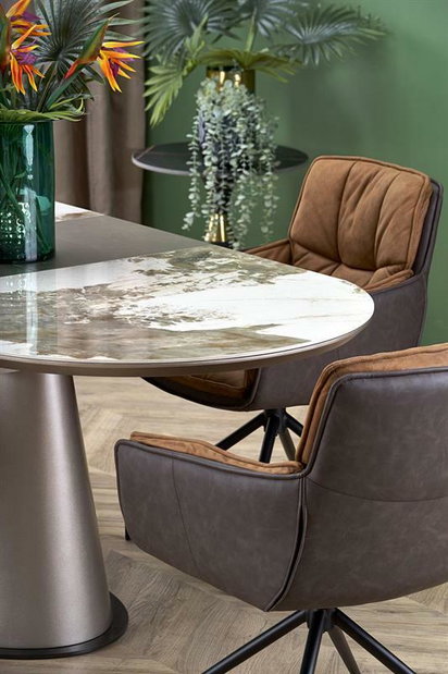 Széthúzható étkezőasztal 160-220 cm Dara (fehér márvány + fekete + szürke) (6 8 fő részére)