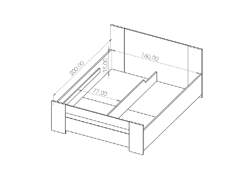 Bračni krevet 160 cm Bonaparte P (hrast artisan) (s podnicom)