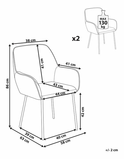 Set 2 ks jedálenských stoličiek Anika (biela)