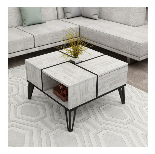 Dohányzóasztal Bunuto (fehér + fekete) 