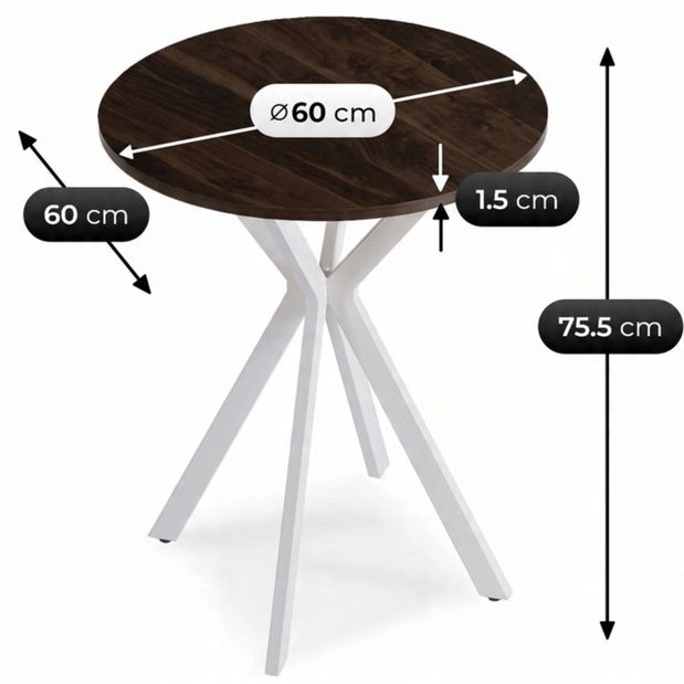 Jedálenský stôl Loren 60 (orech + biela) (pre 4 osoby)