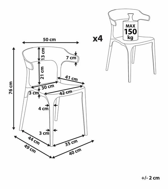 Set blagovaonskih stolica (4 kom.) Gerry (bijela)