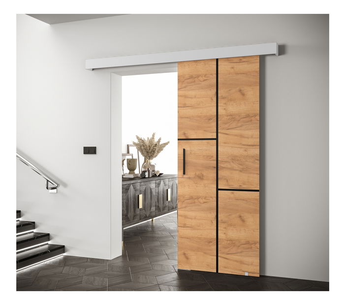 Klizna vrata 90 cm Sharlene VII (craft zlatni + bijela mat + crna)