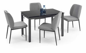 Blagovaonski set Jacklyn (crna + tamnosiva) (za 4 do 6 osoba)