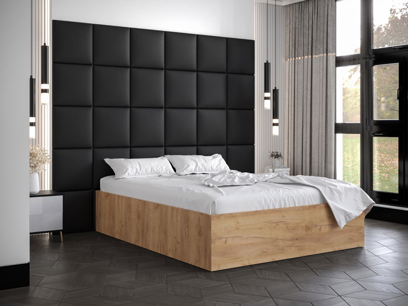 Bračni krevet s tapeciranim uzglavljem 160 cm Brittany 3 (hrast craft zlatni + crna) (s podnicom)