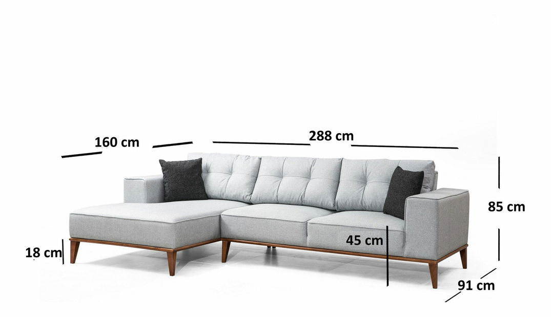 Kutna garnitura Mountain (L) (svijetlosiva)