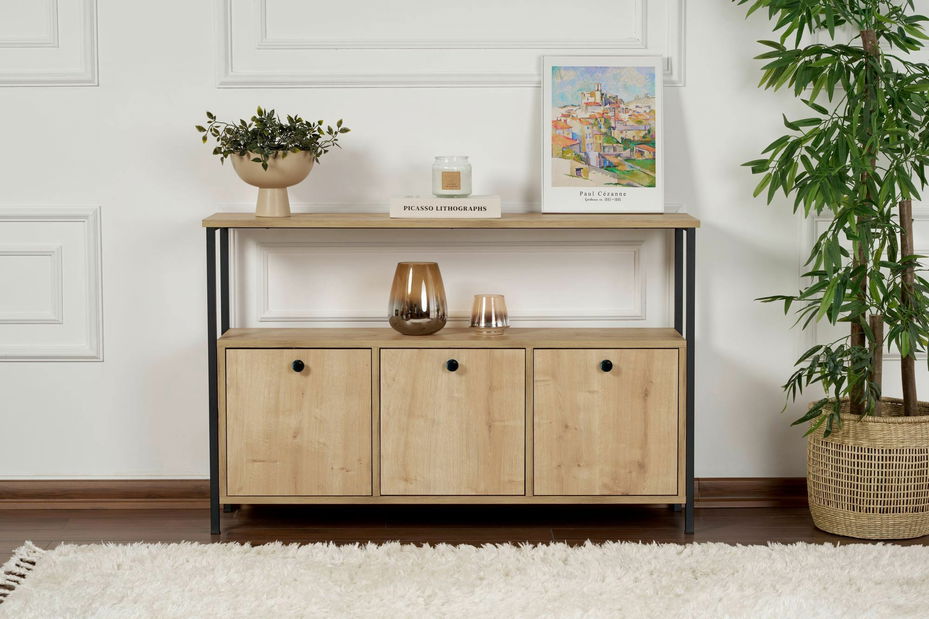 Konzolový stolík Solac 1 (dub + čierna)