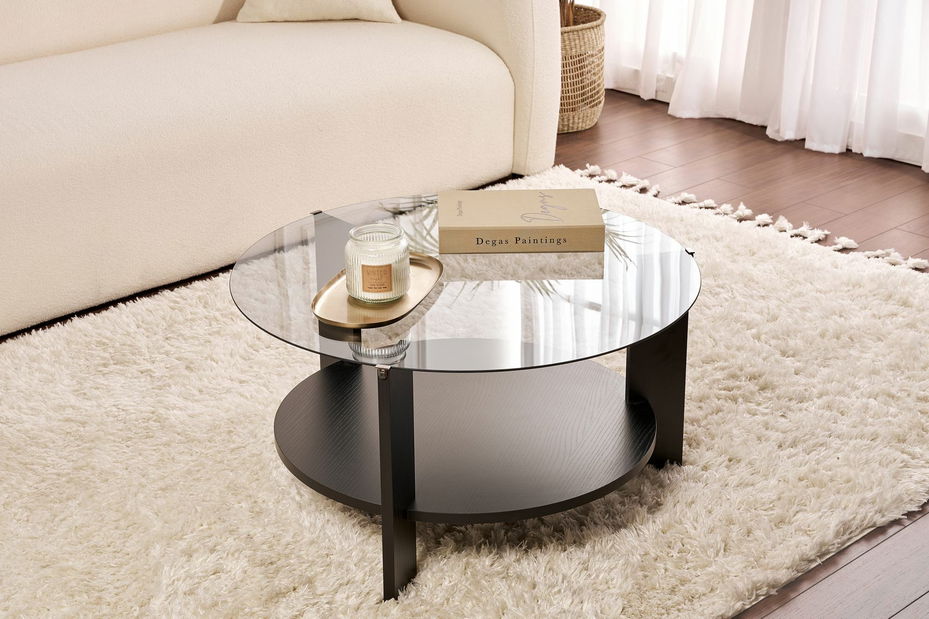 Măsuță cafea Claro (lemn Negru + sticlă fumurie)