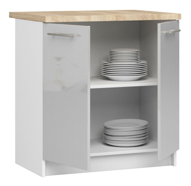 Dolná kuchynská skrinka Ozara S80 2D (biela + metalický lesk)