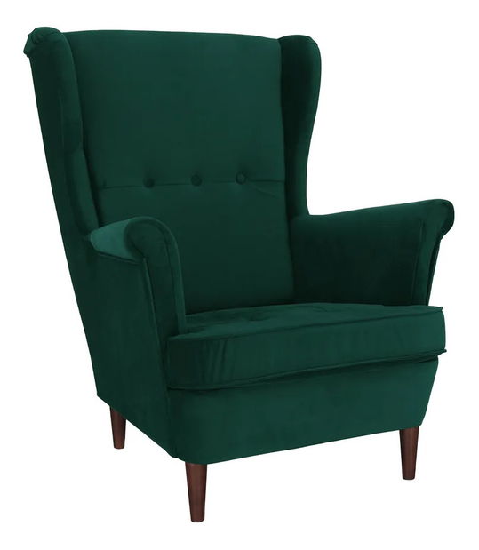 Kreslo Ušiak Rafaelo (zelená + orech) *bazár