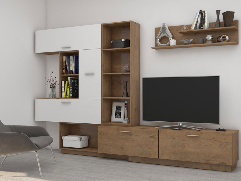 Nappali bútorsor Viterbo (tölgy lancelot + fényes fehér) *bazár