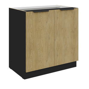 Alsó konyhaszekrény Carminia 80 D 2F BB (cremona tölgy + fekete)