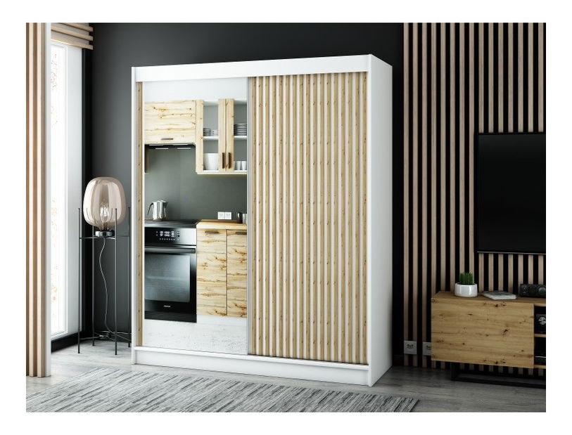 Ormar za garderobu 180 cm Ladonna 2 (Bijela mat) (s ogledalom)