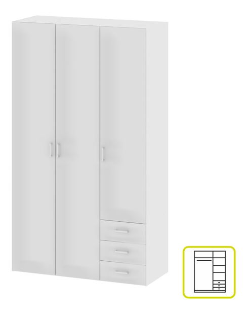 Šatníková skriňa Gwen 70427 3D (biela)
