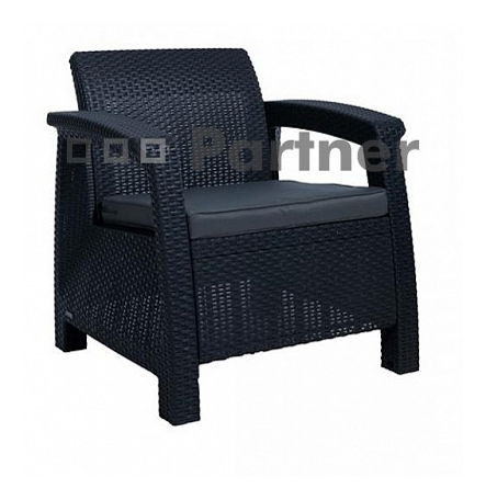 Záhradná zostava Leeds III. 1+2 (antracit) (um. Ratan)