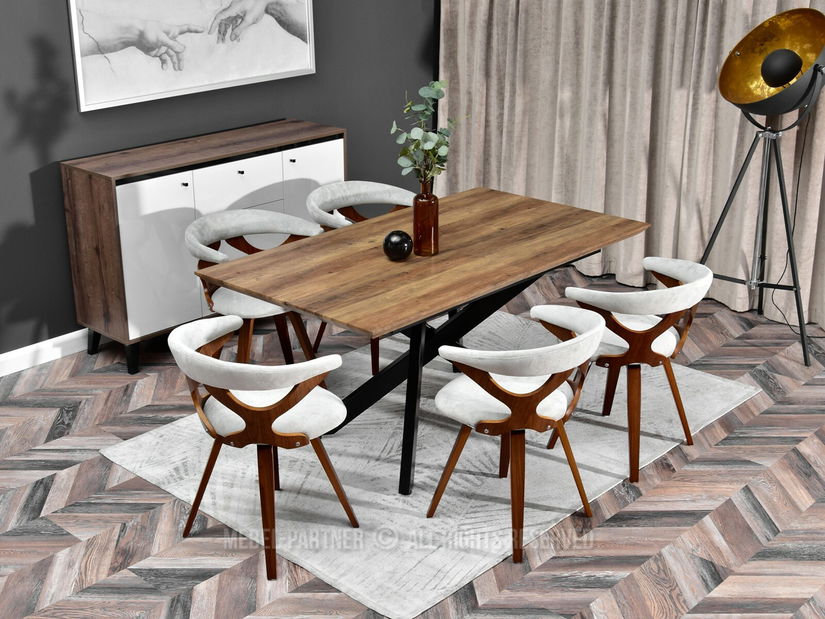 Stolička Bender (popolavá + orech)