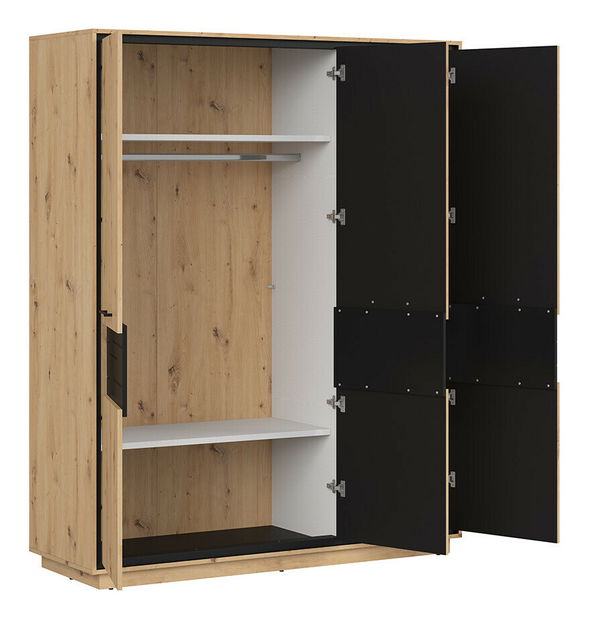 Šatníková skriňa BRW Pont SZF3D2E (dub artisan + čierna matná)