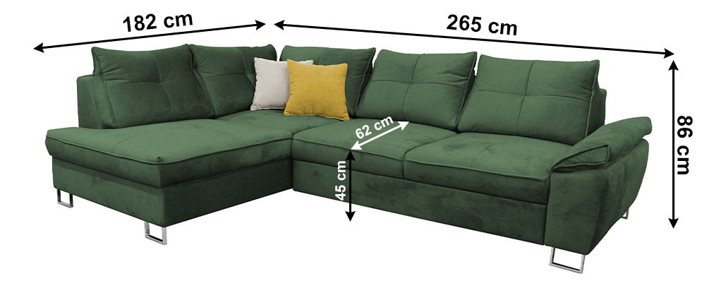Rohová sedačka Fanille (smaragdová) (L)