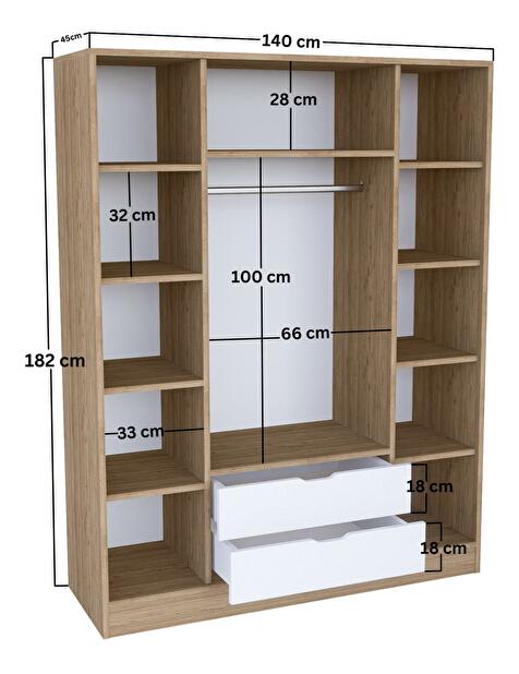 Šatníková skriňa Nisae 18 (svetlá orechová biela)