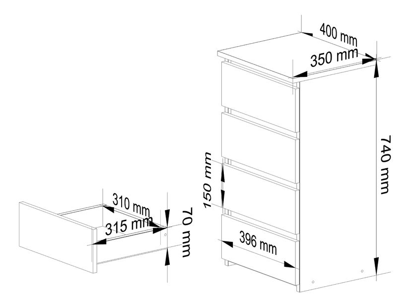 Komoda Cobertura (bijela + hrast sonoma)