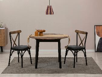 Set mobilier sufragerie Duvasa 6 (Nuc + negru) (pentru 2 persoane)