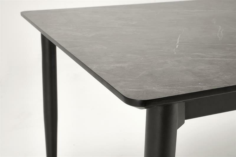 Jedálenský stôl Charles (sivý mramor + čierna) (pre 8 a viac osôb)