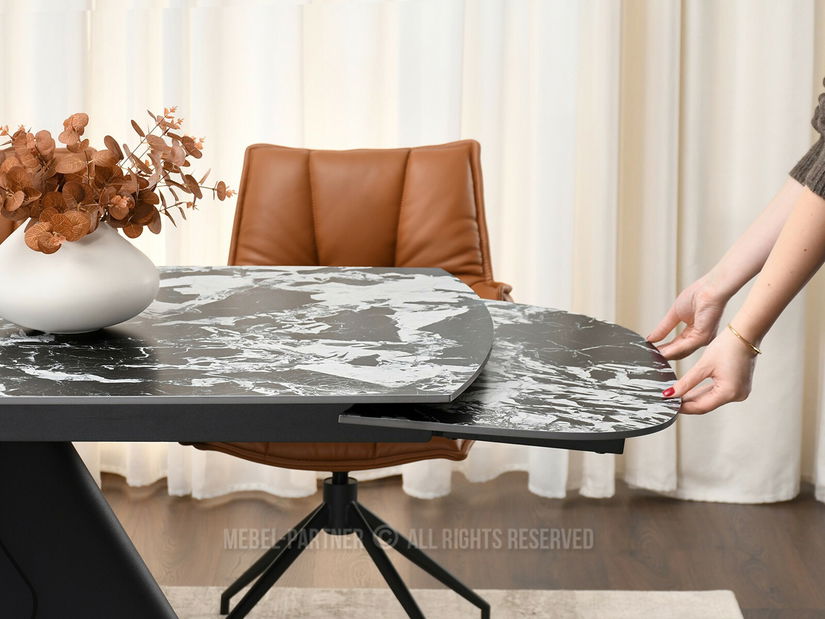 Masă sufragerie Noruega (marmură + negru)