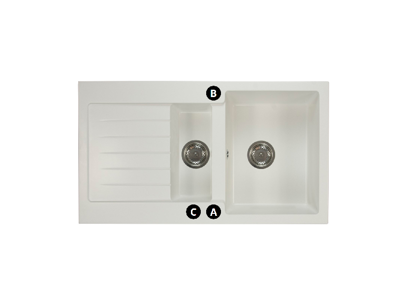 Kuhinjski sudoper Altava (bijela) (sa 3 otvora za baterije) (L)