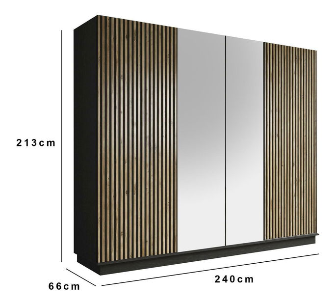 Dulap de haine Franc 80 (lemn negru + pin atlantic)