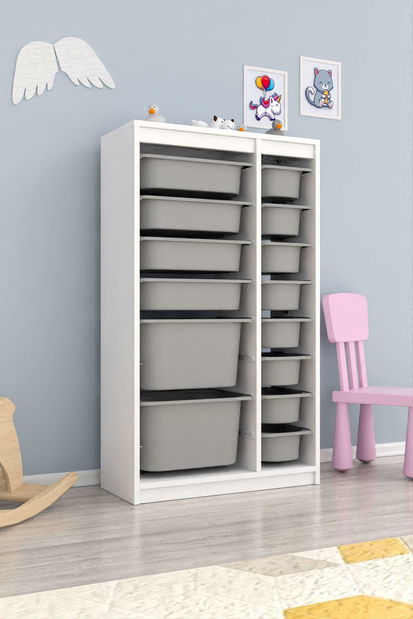 Organizator za igračke Dremonka 6 (siva + bijela)