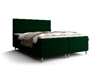 Pat matrimonial Boxspring 180 cm Flu Comfort (verde închis) (cu saltea și sp. depozitare)