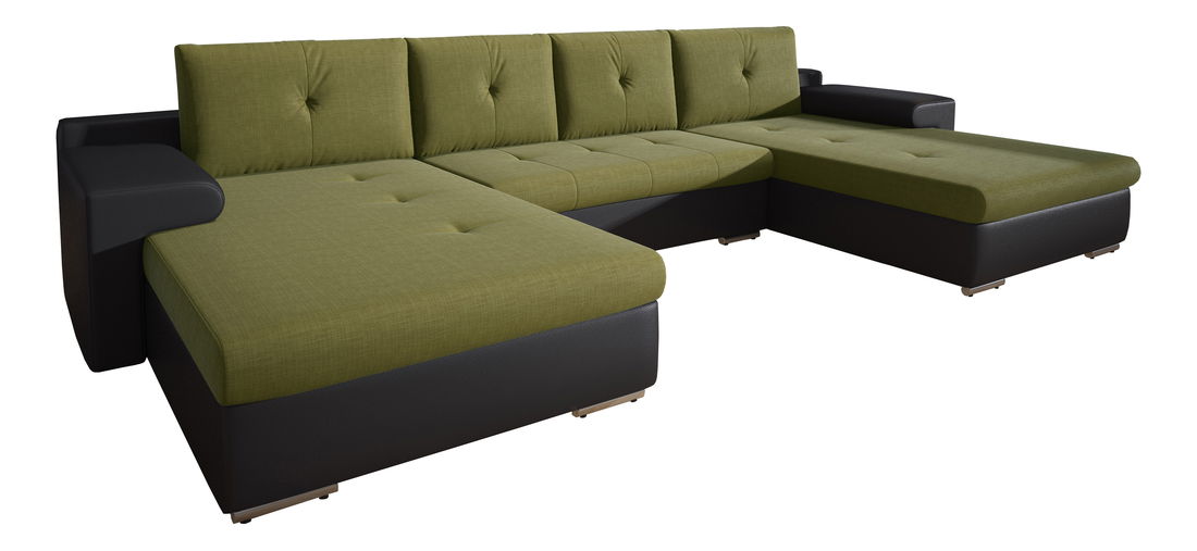 Rohová sedačka U Marlon (zelená + čierna) (L)