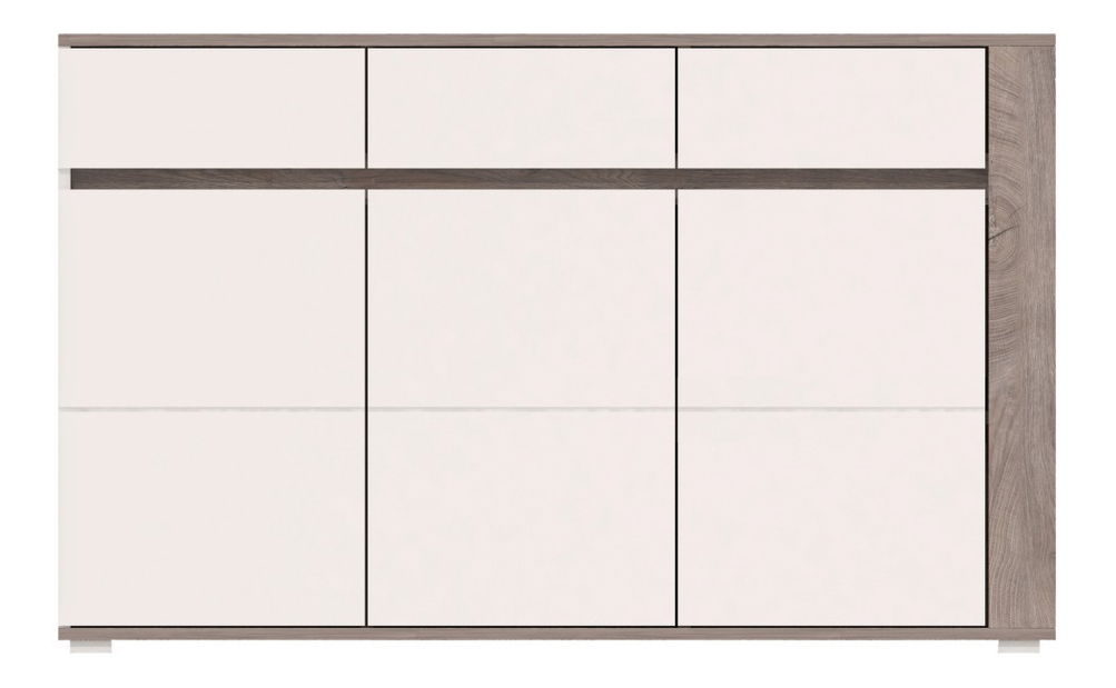 Komoda Aren AS6 (dub enderein + lesk biely)