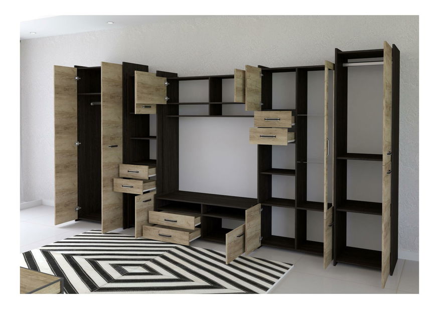 Mobilier cameră de zi Moledo (stejar gri + stejar canterbury)