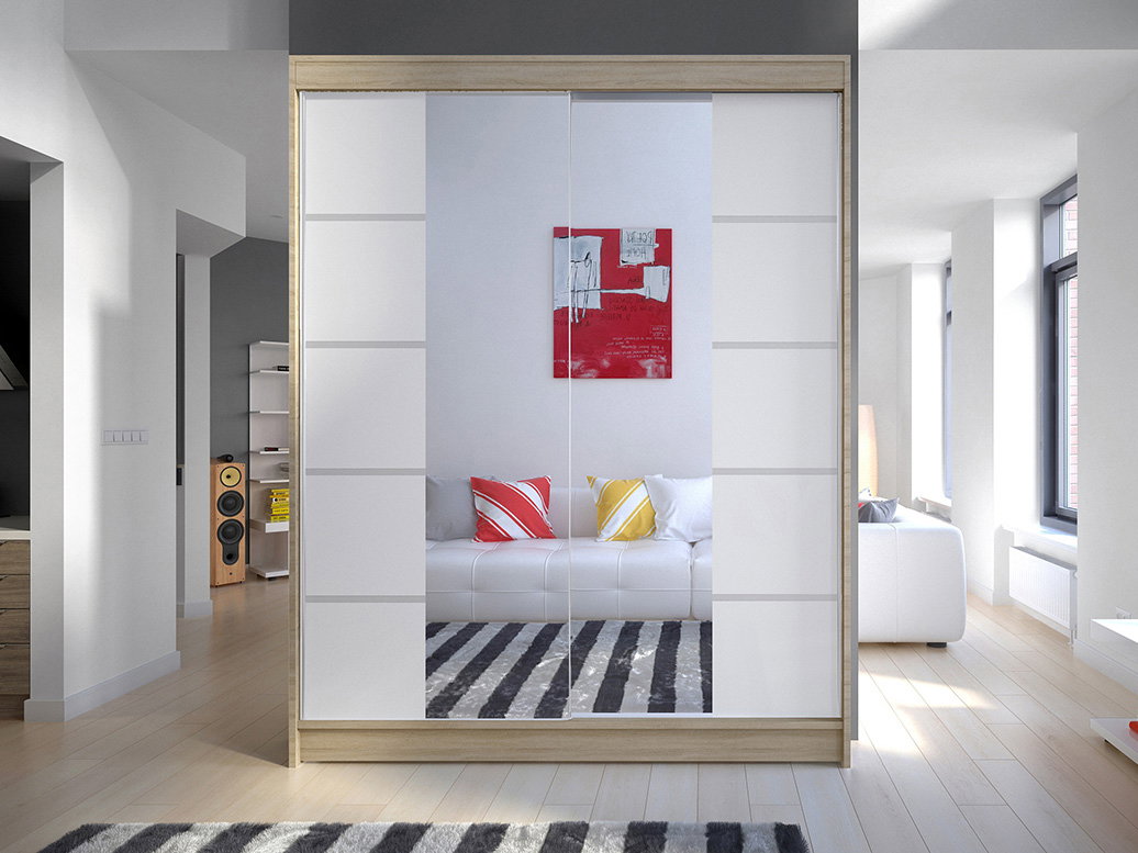 Dulap de haine Chantal 5 (sonoma + alb)