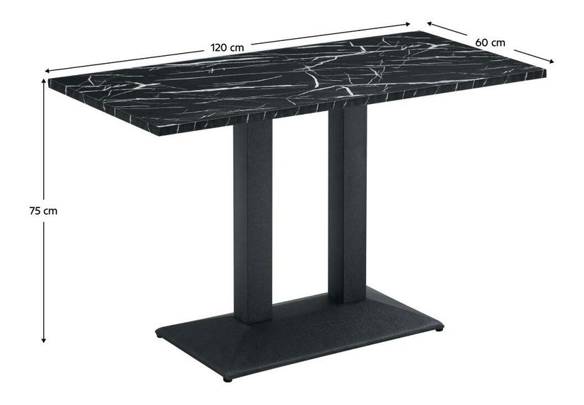 Blagovaonski stol Rahola 2 (crni mramor + crna) (za 4 osobe)