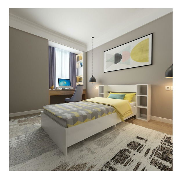 Jednostruki krevet 90 cm Kemedo (bijela) (s podnicom)