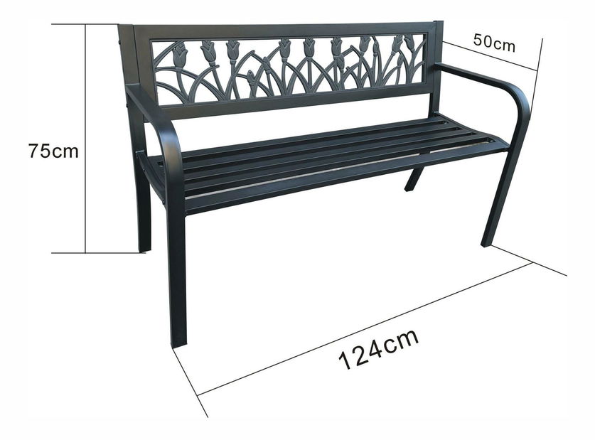 Záhradná lavička Luna (čierna)