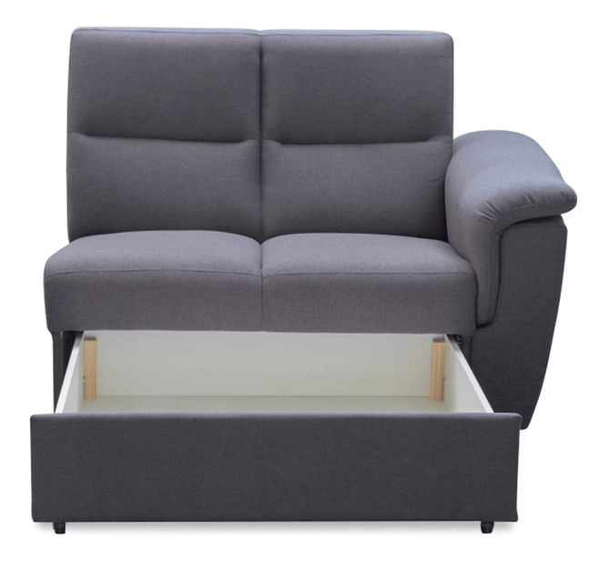Časť s opierkou a úložným priestorom, sivá sedacieá látka, na objednávku 2 