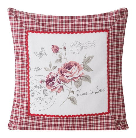 Pernă decorativă 40x40 cm Rose (roșu + ecru)