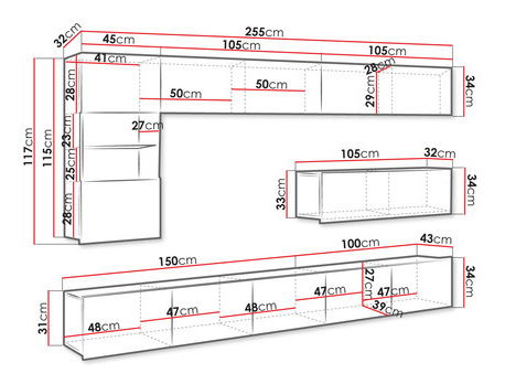 Nábytok do obývacej izby Badiani IV (dub zlatý + biela)