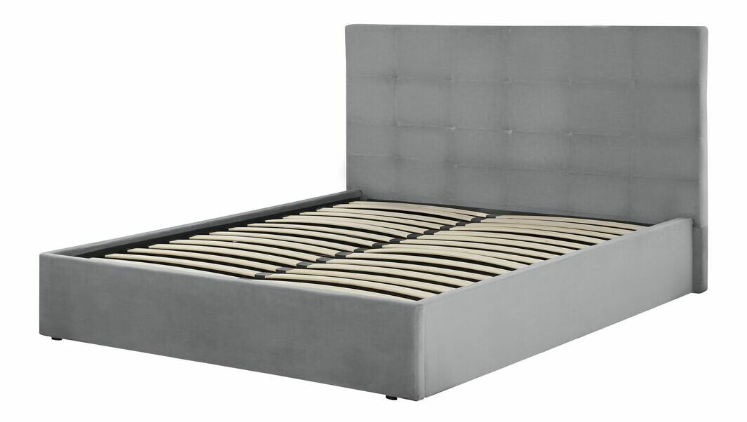 Pat matrimonial 140 cm Lorza (catifea gri)
