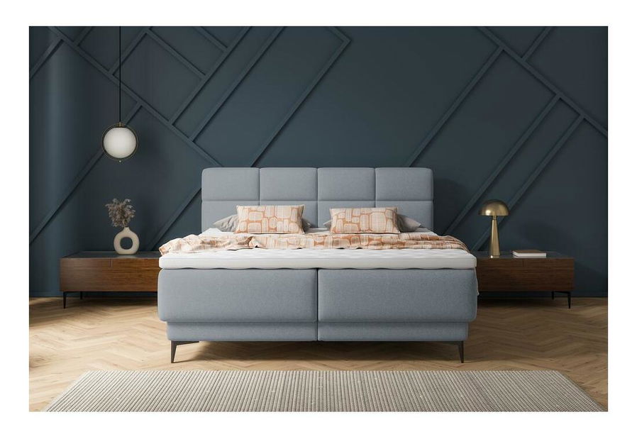 Pat matrimonial 140 cm Riviera 140 (cu somieră și saltea) (cu sp. depozitare) (grafit + negru)